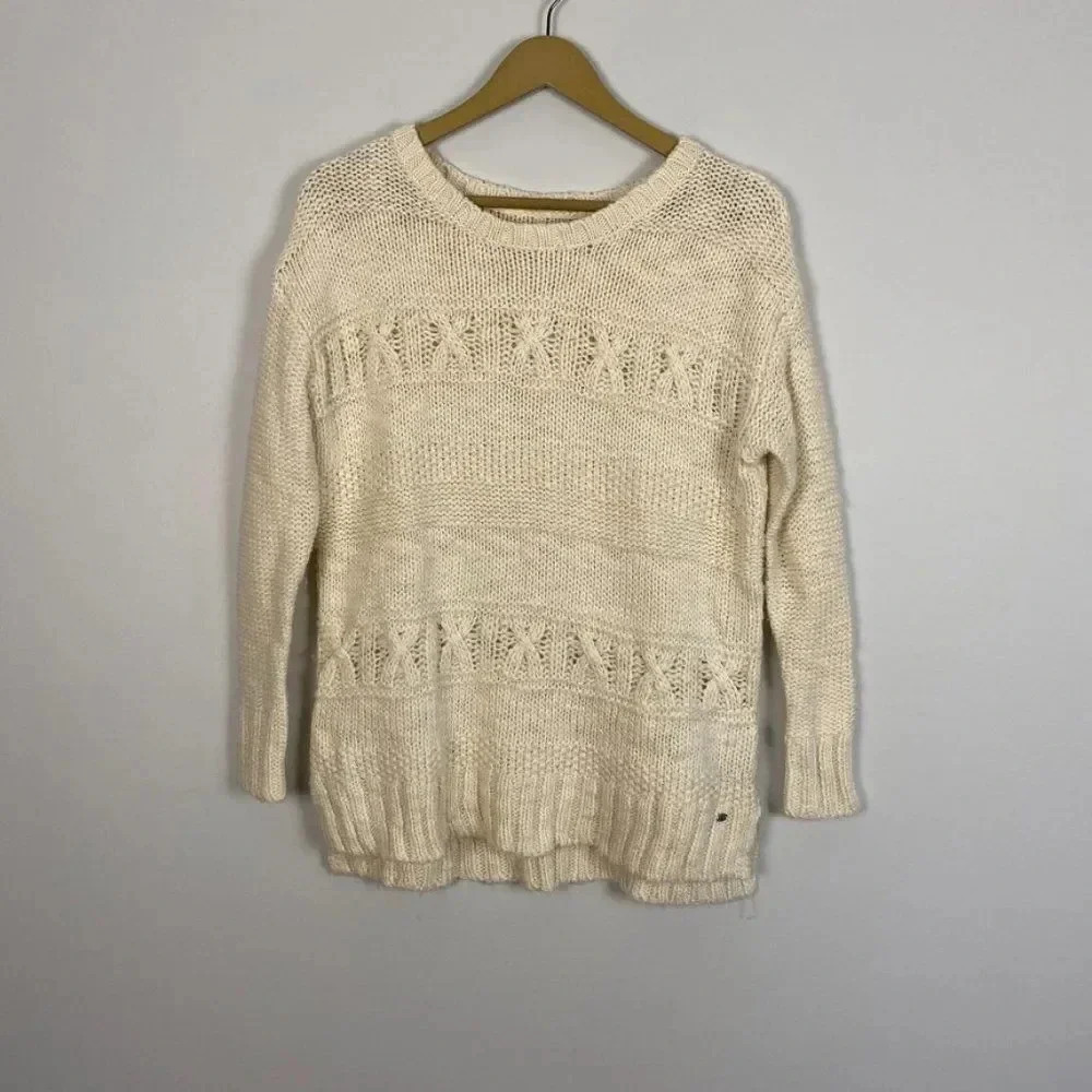 American Eagle Chunky Knit Wool Blend Fisherman Sweater - Picture 3 of 16